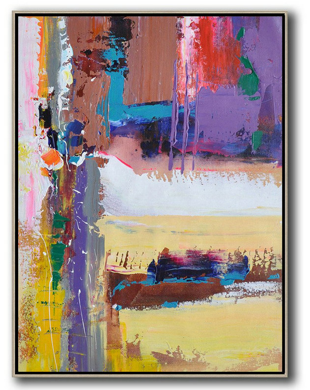 Abstract Painting Extra Large Canvas Art,Vertical Palette Knife Contemporary Art,Huge Abstract Canvas Art,Purle,Yellow,White,Brown,Red,Blue.etc